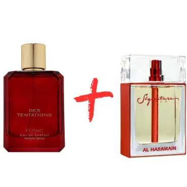 Fragrance World Des Tentations Flame + Al Haramain Signature Red